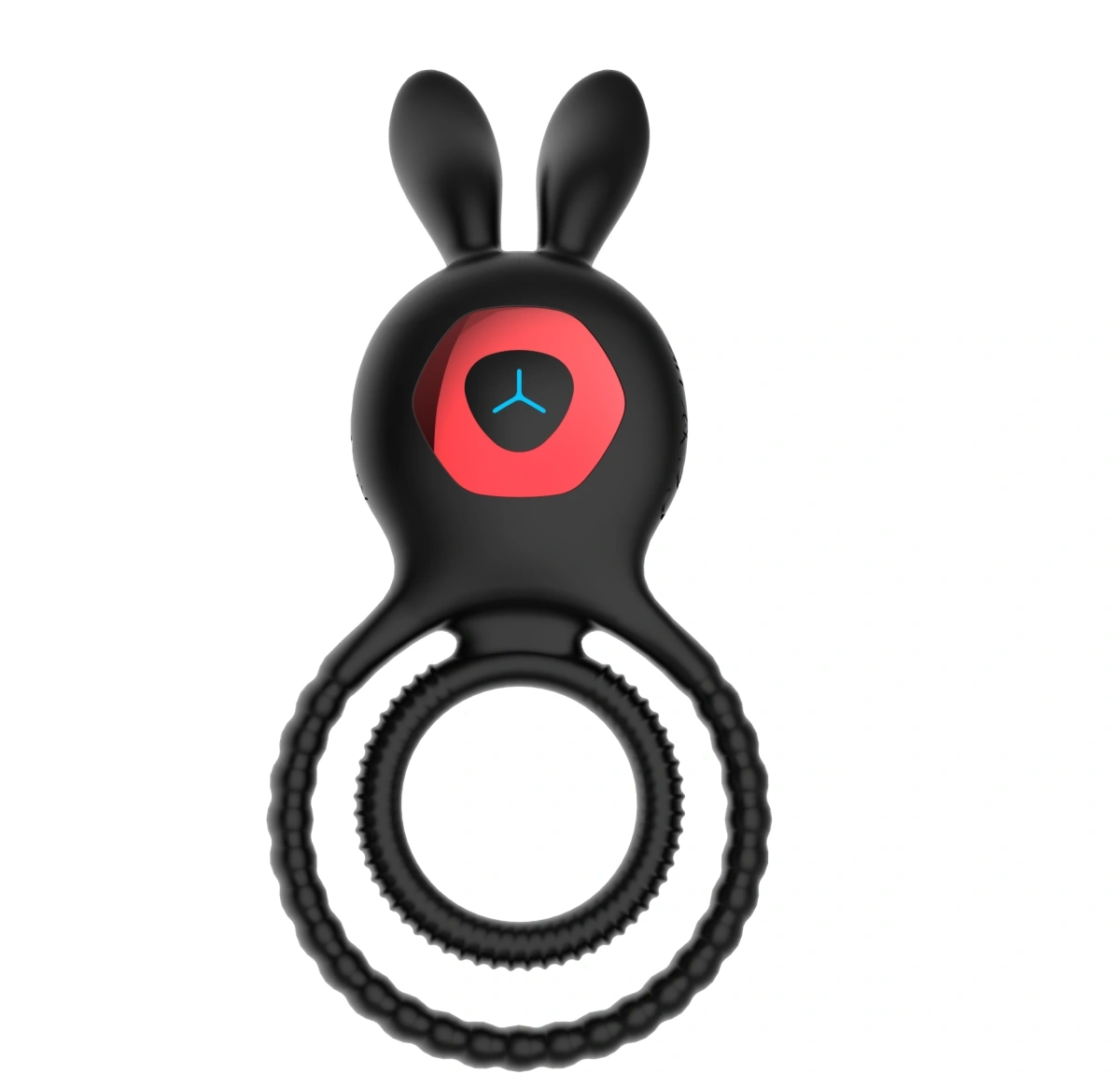 Inel Dublu de Penis Bunny Ring, 10 Moduri Vibratii, Silicon, Negru, Guilty Toys, #4, Erotic24.ro
