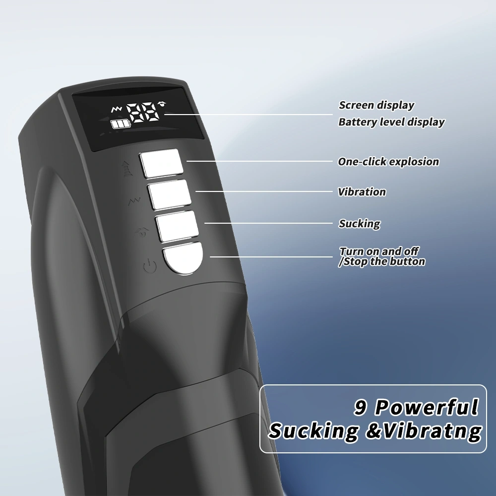 Masturbator Automat Vagin 9 Moduri Vibratii, 9 Moduri Suctiune, USB, TPE Realist, Negru, 26.5 cm, #14, Erotic24.ro