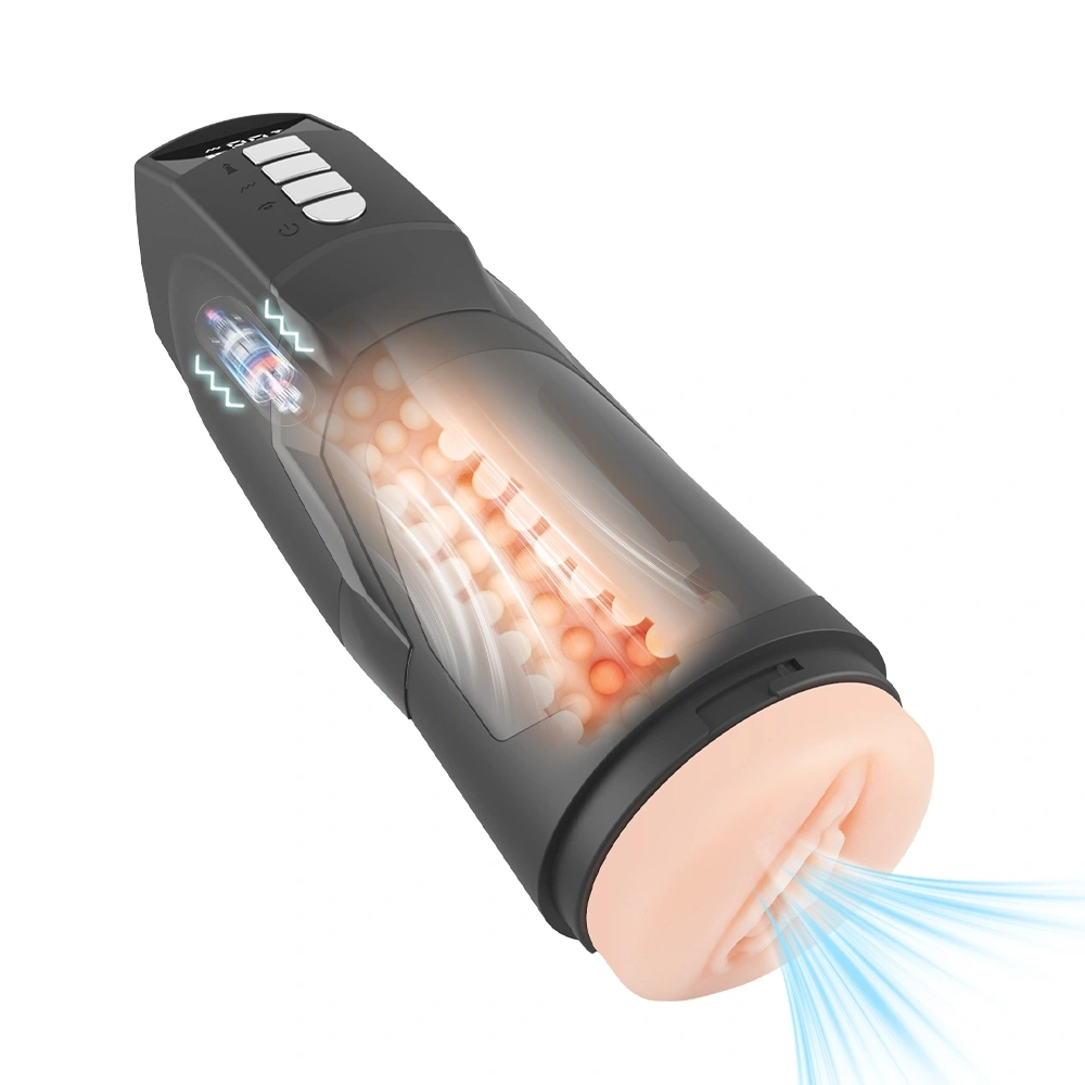 Masturbator Automat Vagin 9 Moduri Vibratii, 9 Moduri Suctiune, USB, TPE Realist, Negru, 26.5 cm, #2, Erotic24.ro