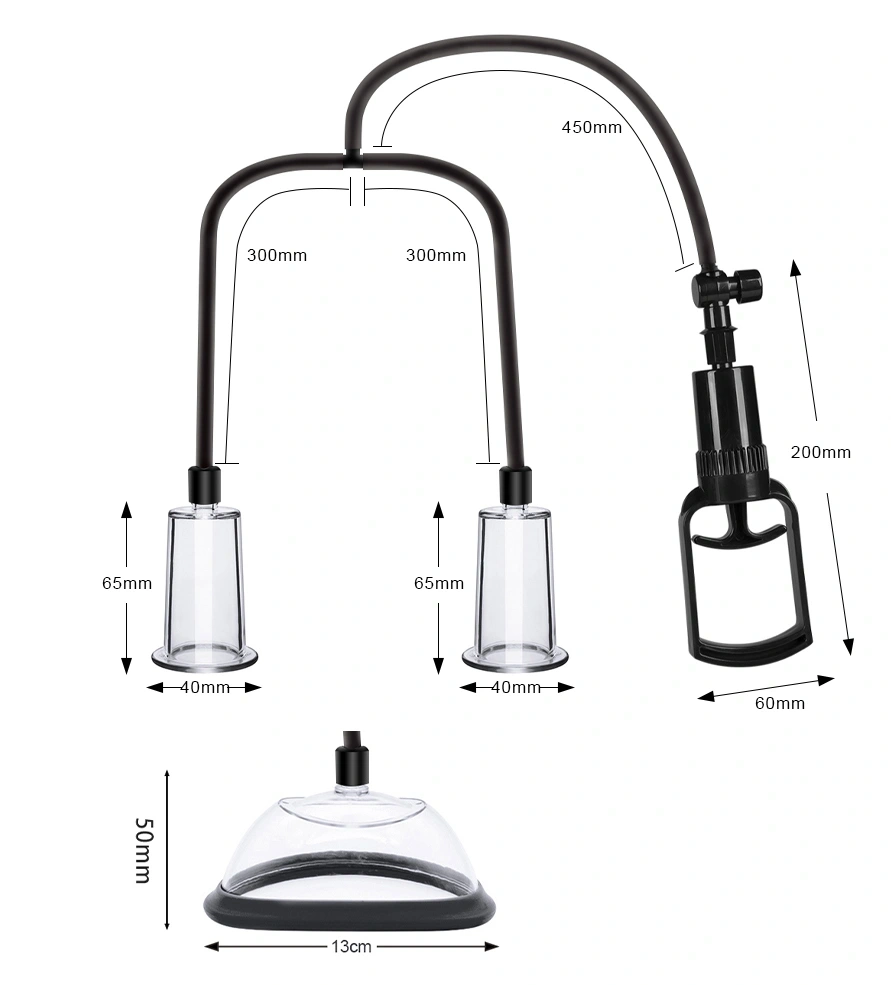 Pompa Manuala pentru Vulva si Sani cu 4 Cupe, Negru, #3, Erotic24.ro