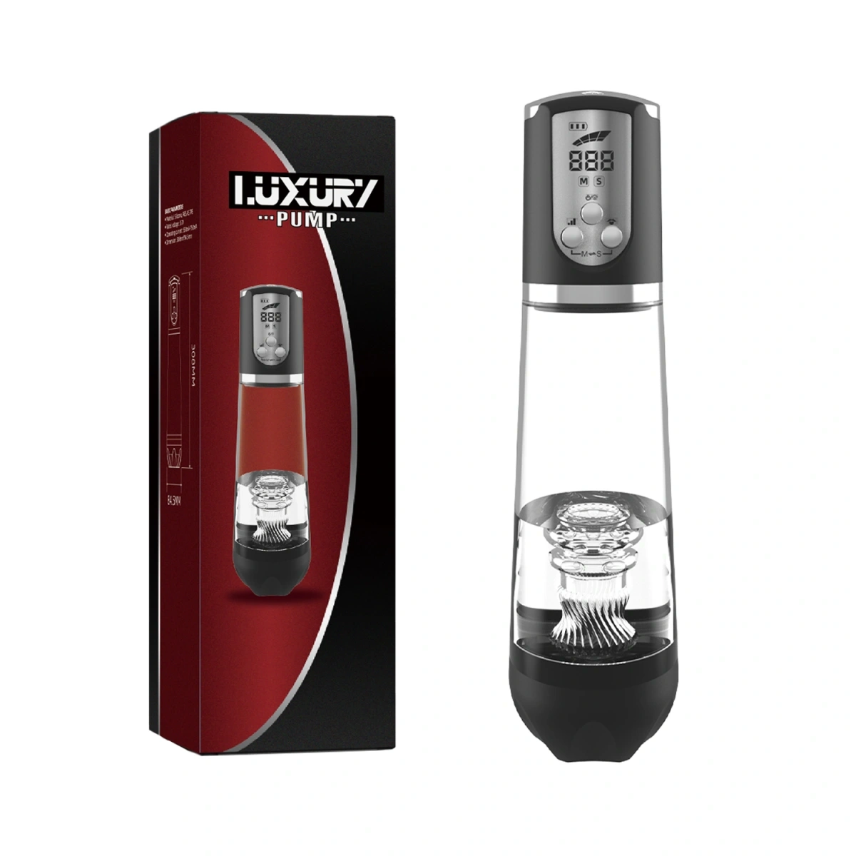 Pompa Electrica de Penis Luxury Pump, cu Manson Stimulator TPE Moale, USB Magnetic, 31.5 cm, #7, Erotic24.ro