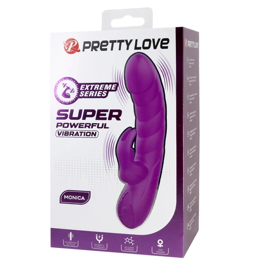 Vibrator Iepuras Monica, 10 Moduri Vibratii Puternice, Silicon, USB Magnetic, Mov, 15.8 cm, #9, Erotic24.ro
