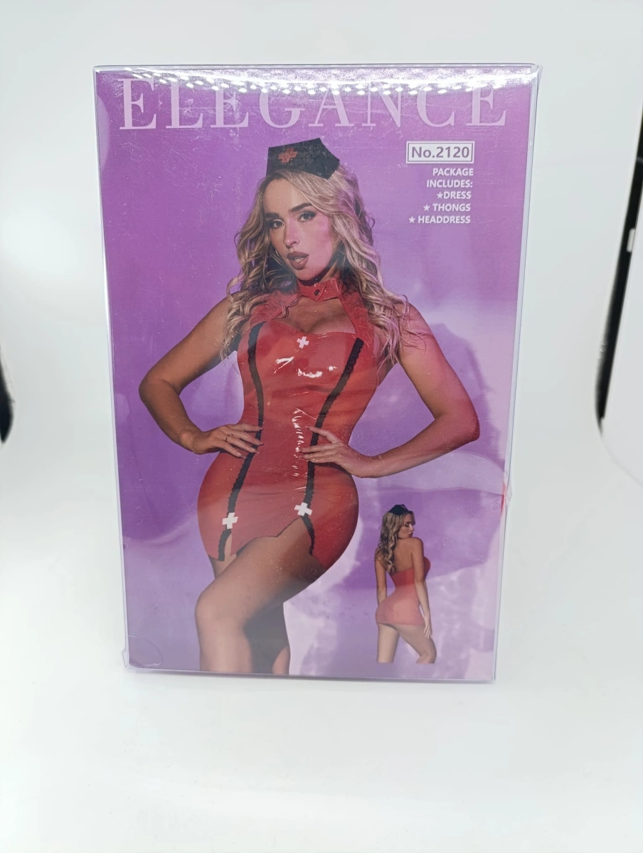 Costumatie Asistenta Sexy 3 Piese, Rosu/Negru, S-L, Nr. 7, Erotic24.ro