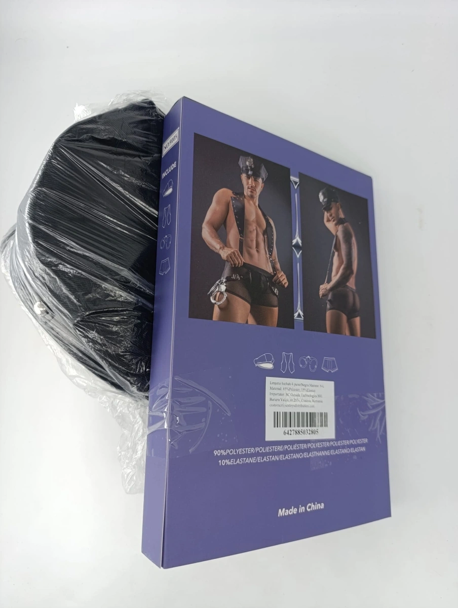 Costumatie Handsome Policeman, 4 Piese, Negru, S-L, Nr. 7, Erotic24.ro