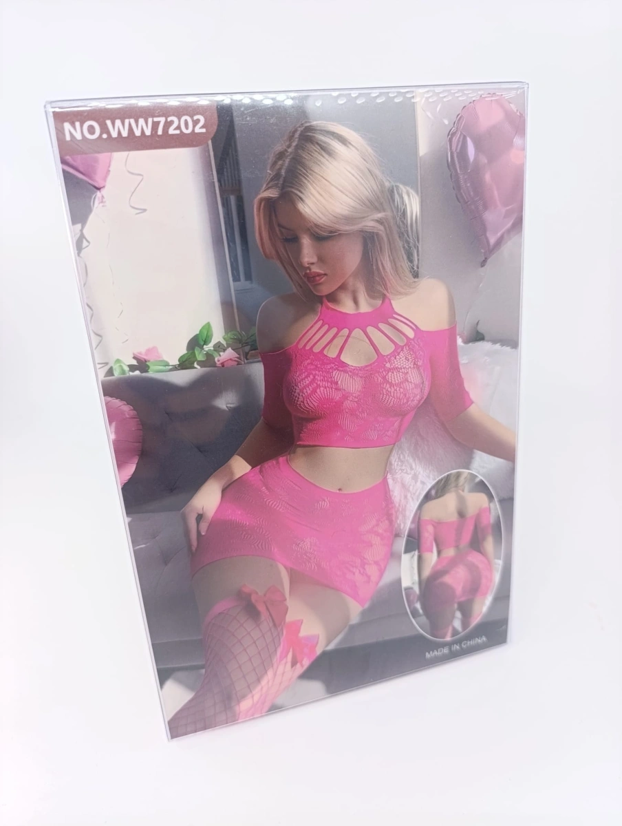 Set Lenjerie 3 Piese Candy Kiss, Roz, S-L, #6, Erotic24.ro
