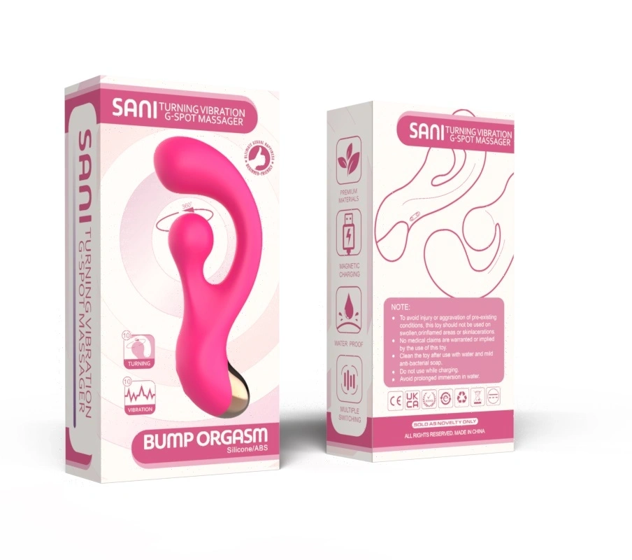 Vibrator Rabbit Sani, 10 Moduri Vibratii, 10 Moduri Rotatii pentru Stimulatorul Clitoridian, Silicon, USB Magnetic, Roz, 17.7 cm, #7, Erotic24.ro