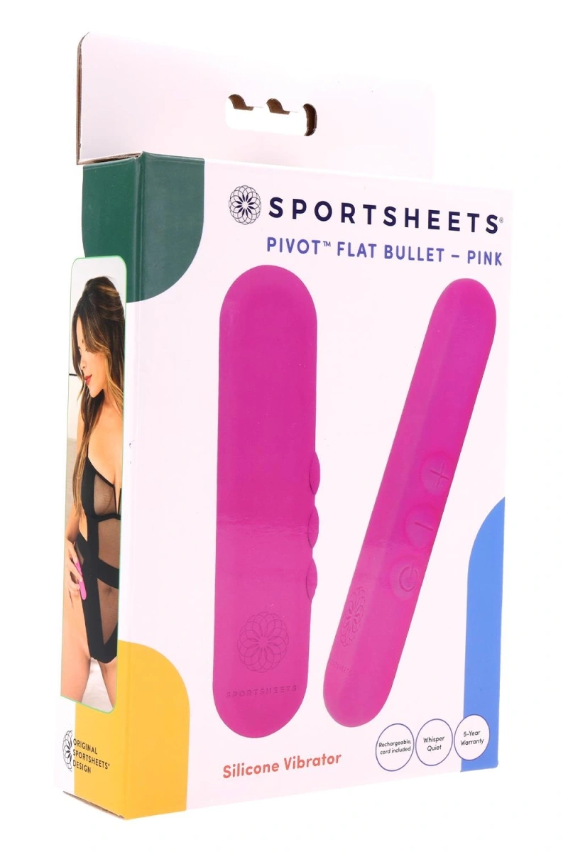 Vibrator Mini Pivot Flat Bullet, 5 Viteze, Silicon, USB, Roz, 10 cm, #5, Erotic24.ro