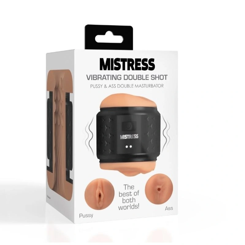 Masturbator Vibrating Double Shot Pussy&Anus, 10 Functii Vibratii, TPE, USB, Natural, 12 cm, #5, Erotic24.ro