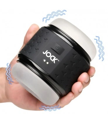 Masturbator Dublu Jock, 10 Functii Vibratii, TPE, USB, Transparent, 12 cm, Nr. 2, Erotic24.ro