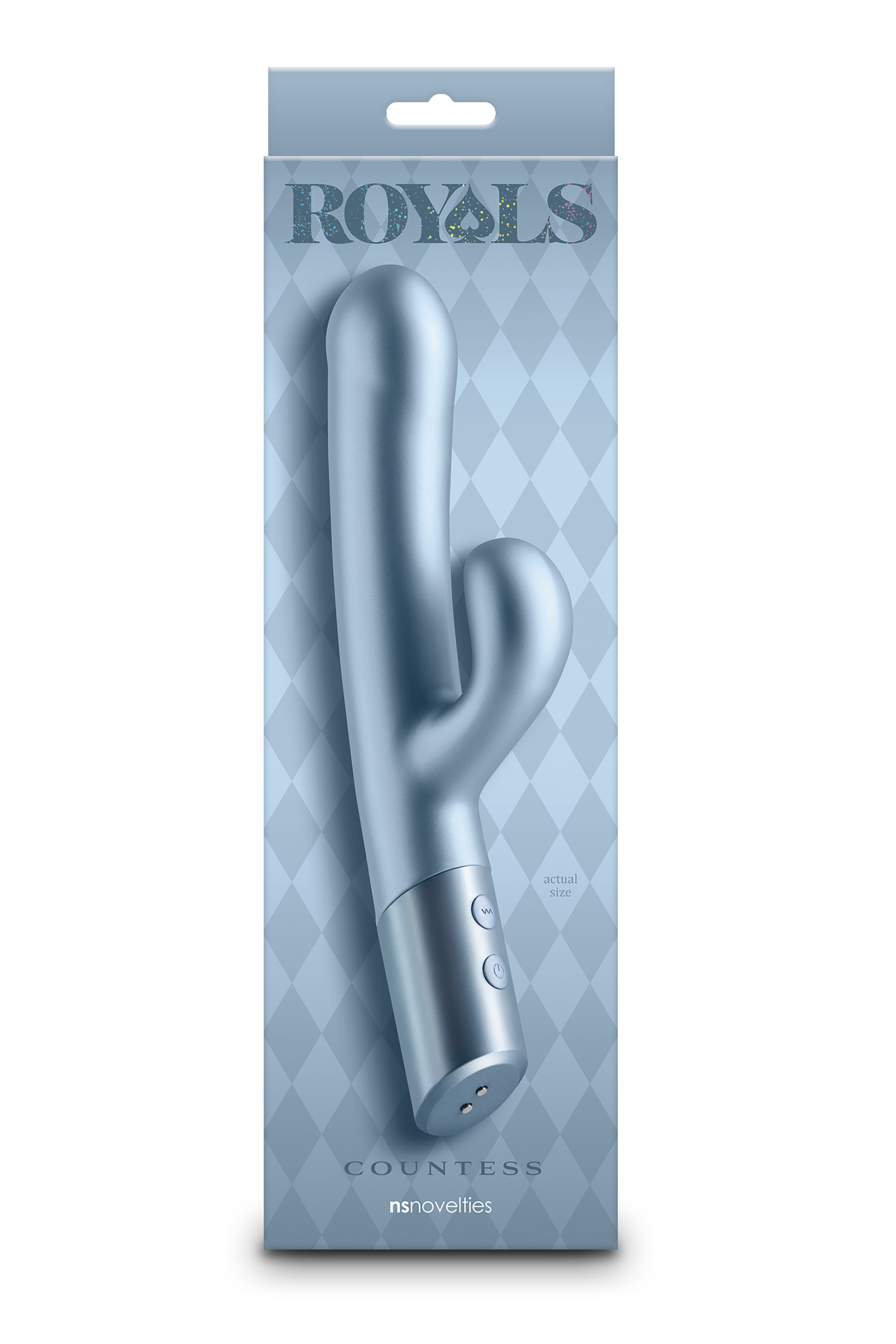 Vibrator Iepuras Royals Countess, 20 Moduri Vibratii, Silicon, USB, Albastru, 24 cm, #3, Erotic24.ro