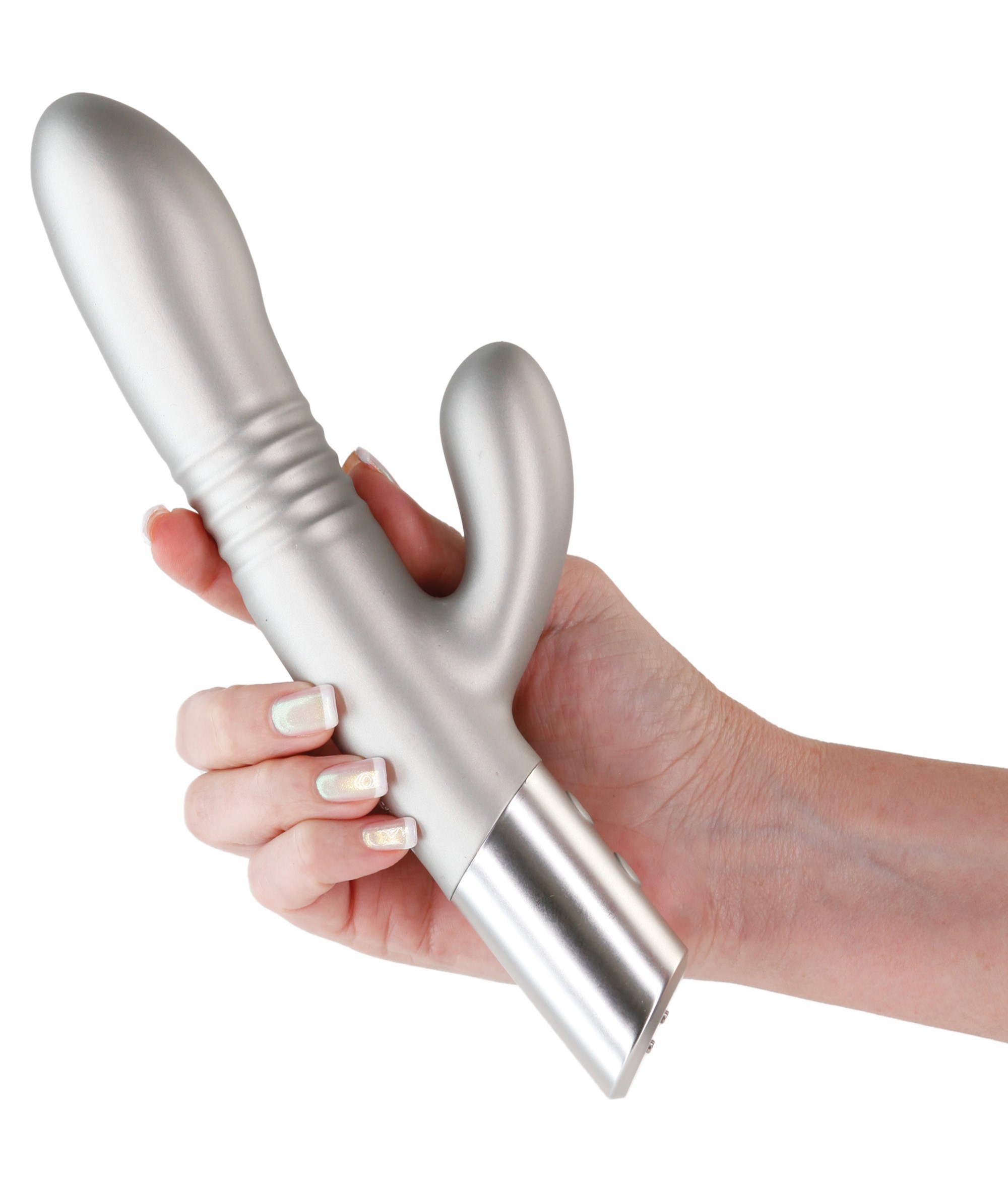 Vibrator Iepuras Royals Grace, Vibrating&Thrusting, 20 Functii Stimulatoare, Silicon, USB, Champagne, 24.3 cm, #2, Erotic24.ro