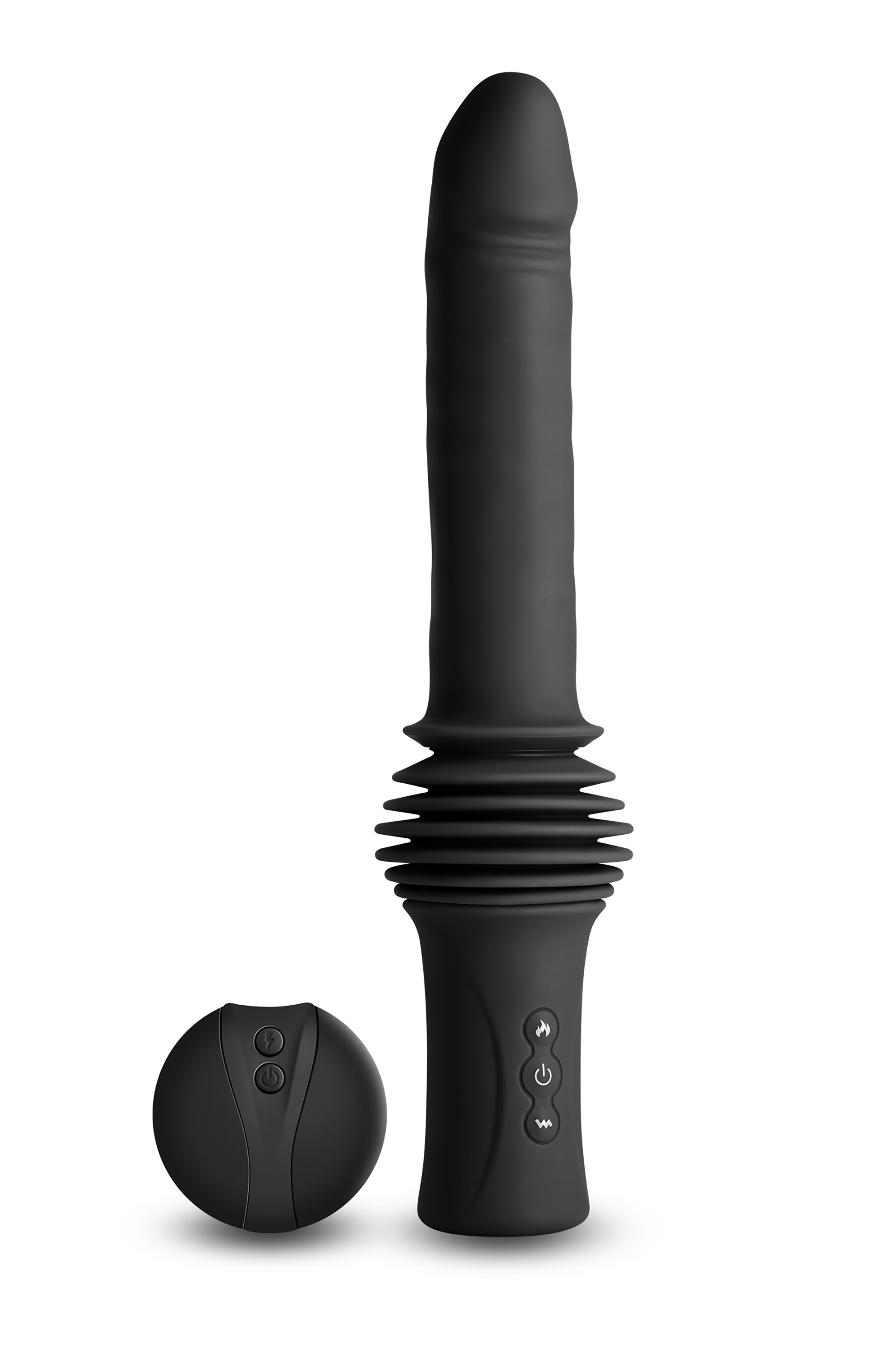 Vibrator Renegade Super Stroker, Remote Control, 10 Moduri Vibratii, 3 Viteze Impingere, Silicon, USB, Negru, 29 cm, #3, Erotic24.ro