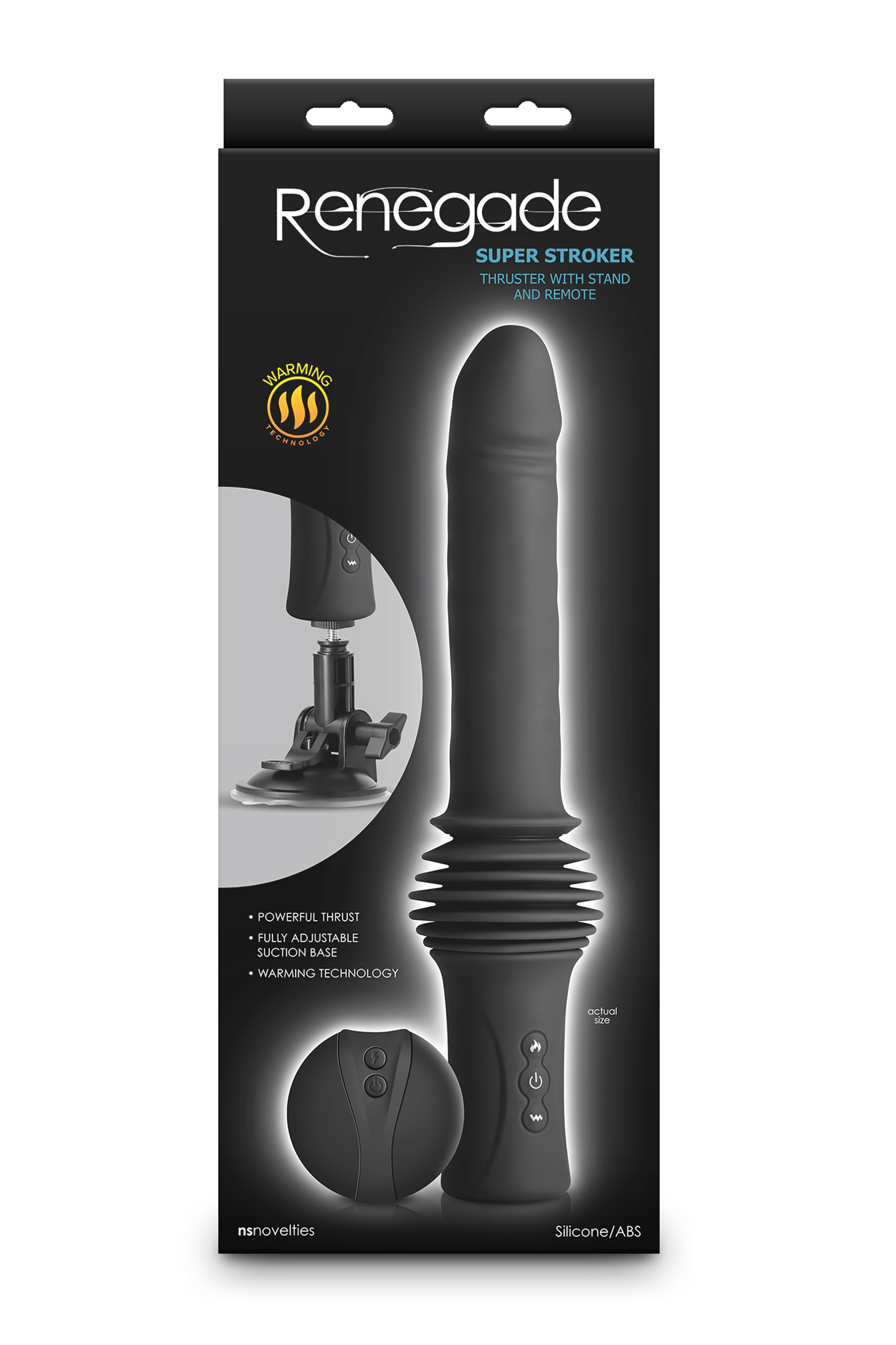 Vibrator Renegade Super Stroker, Remote Control, 10 Moduri Vibratii, 3 Viteze Impingere, Silicon, USB, Negru, 29 cm, #5, Erotic24.ro