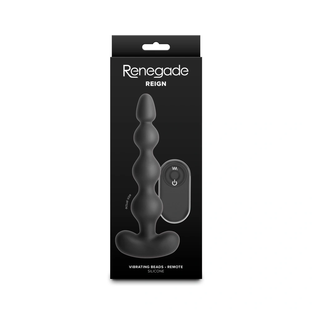 Bile Anale Vibratoare Renegade Reign, Remote Control, 6 Viteze, 3 Moduri Vibratii, Silicon, USB Magnetic, Negru, 17.9 cm, #3, Erotic24.ro