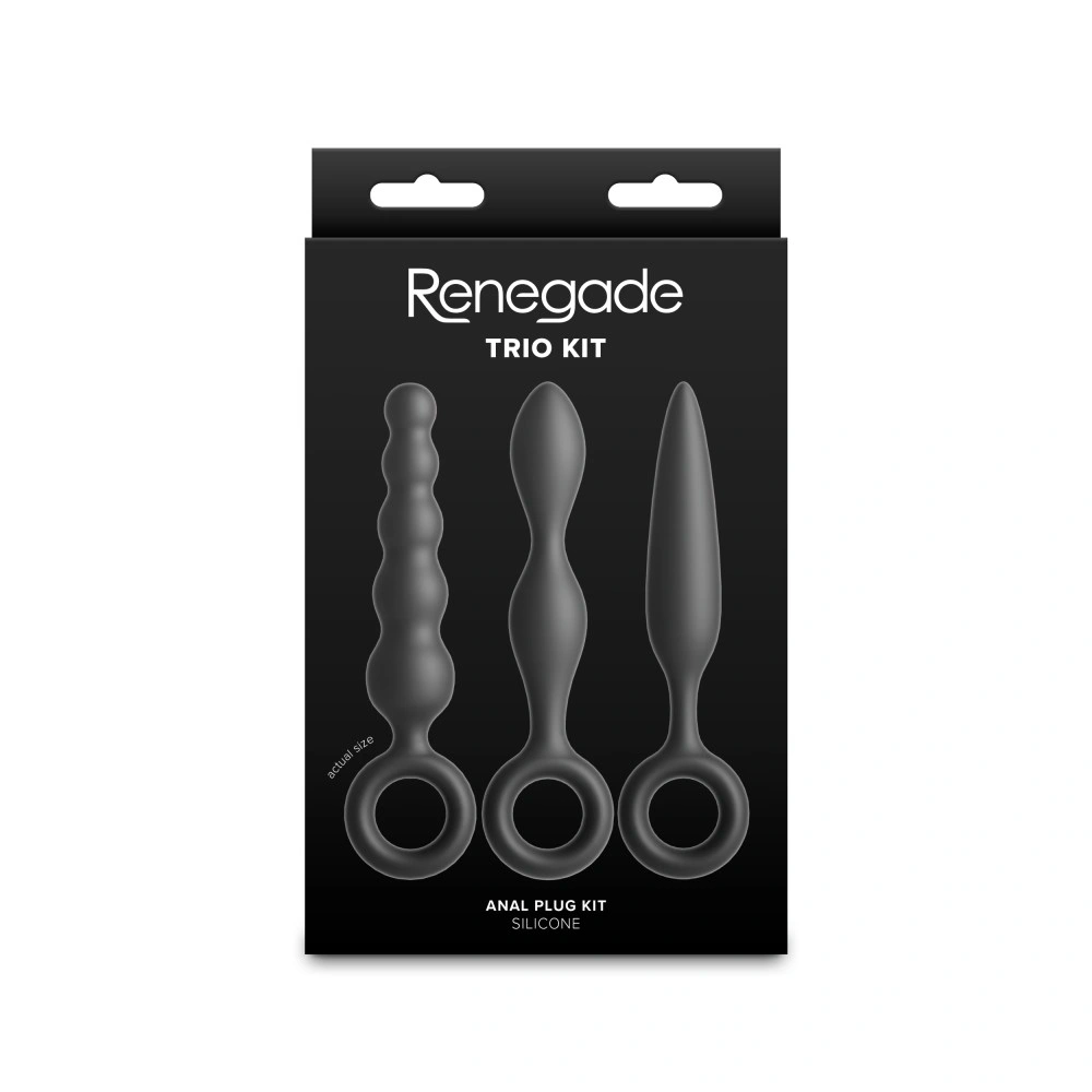 Set 3 Dopuri Anale Renegade Trio Kit, Silicon, Negru, 12.7 cm, #3, Erotic24.ro
