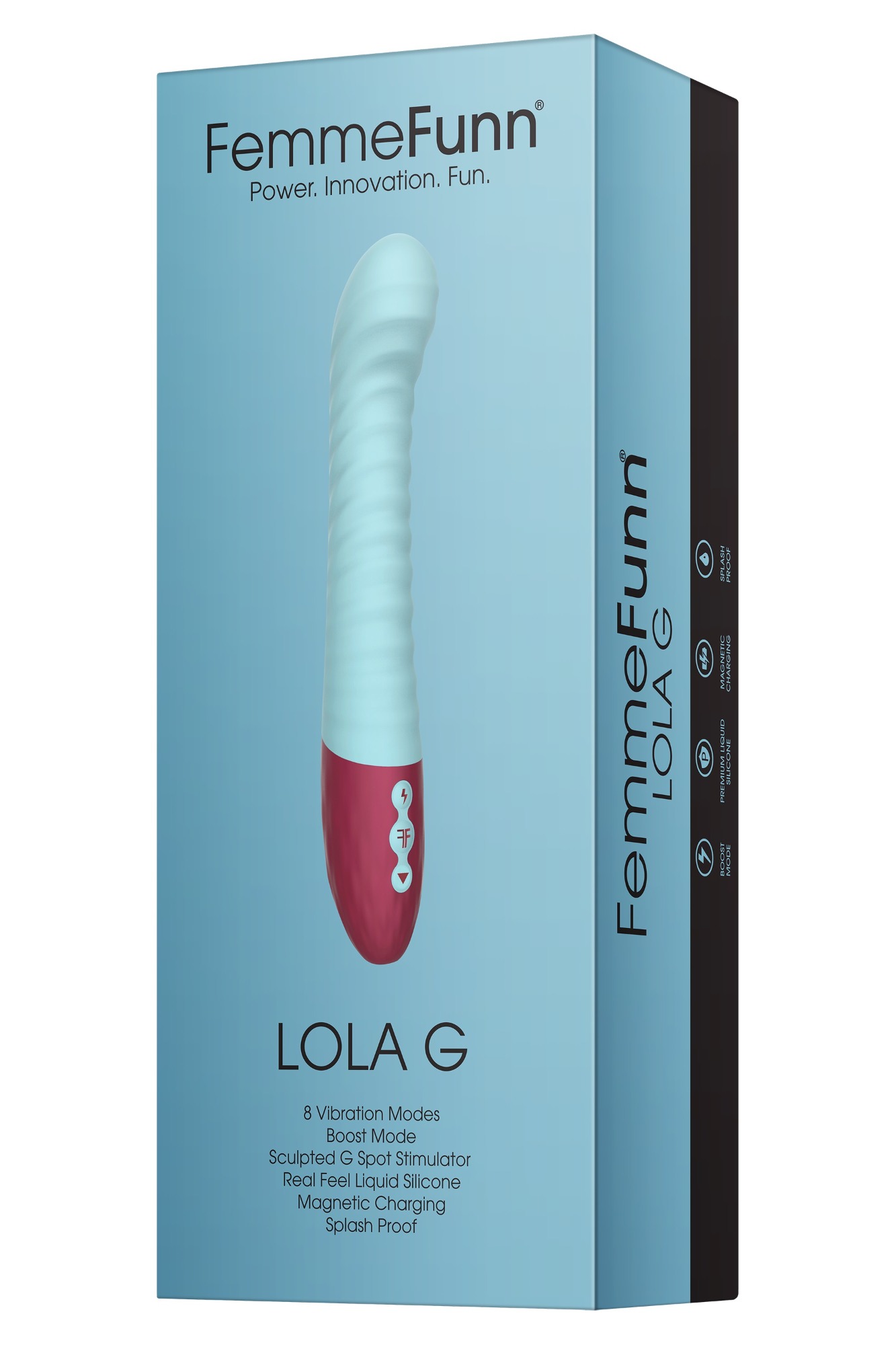 Vibrator Lola G FemmeFunn, 8 Moduri Vibratii, Silicon Lichid, USB, Albastru, 23.9 cm, #8, Erotic24.ro