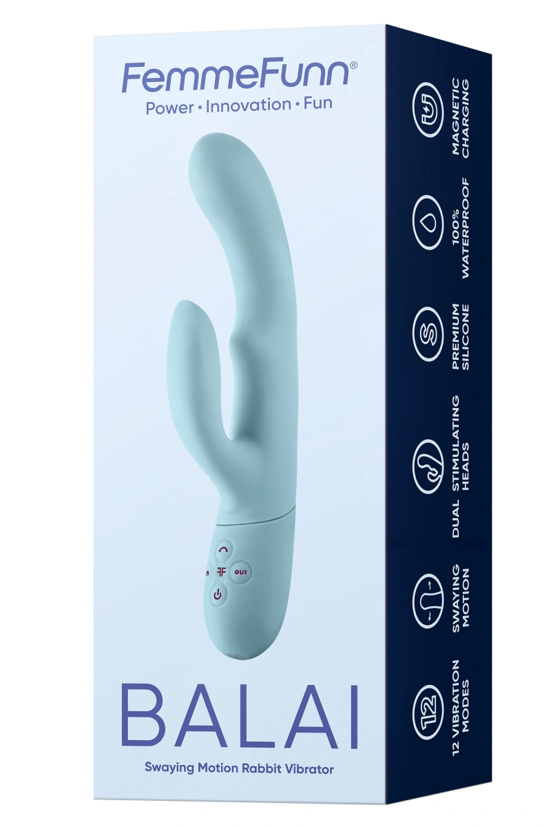Vibrator Balai Swaying Motion FemmeFunn, 12 Moduri Vibratii, Silicon Premium, USB, Albastru Deschis, 23.1 cm, #6, Erotic24.ro
