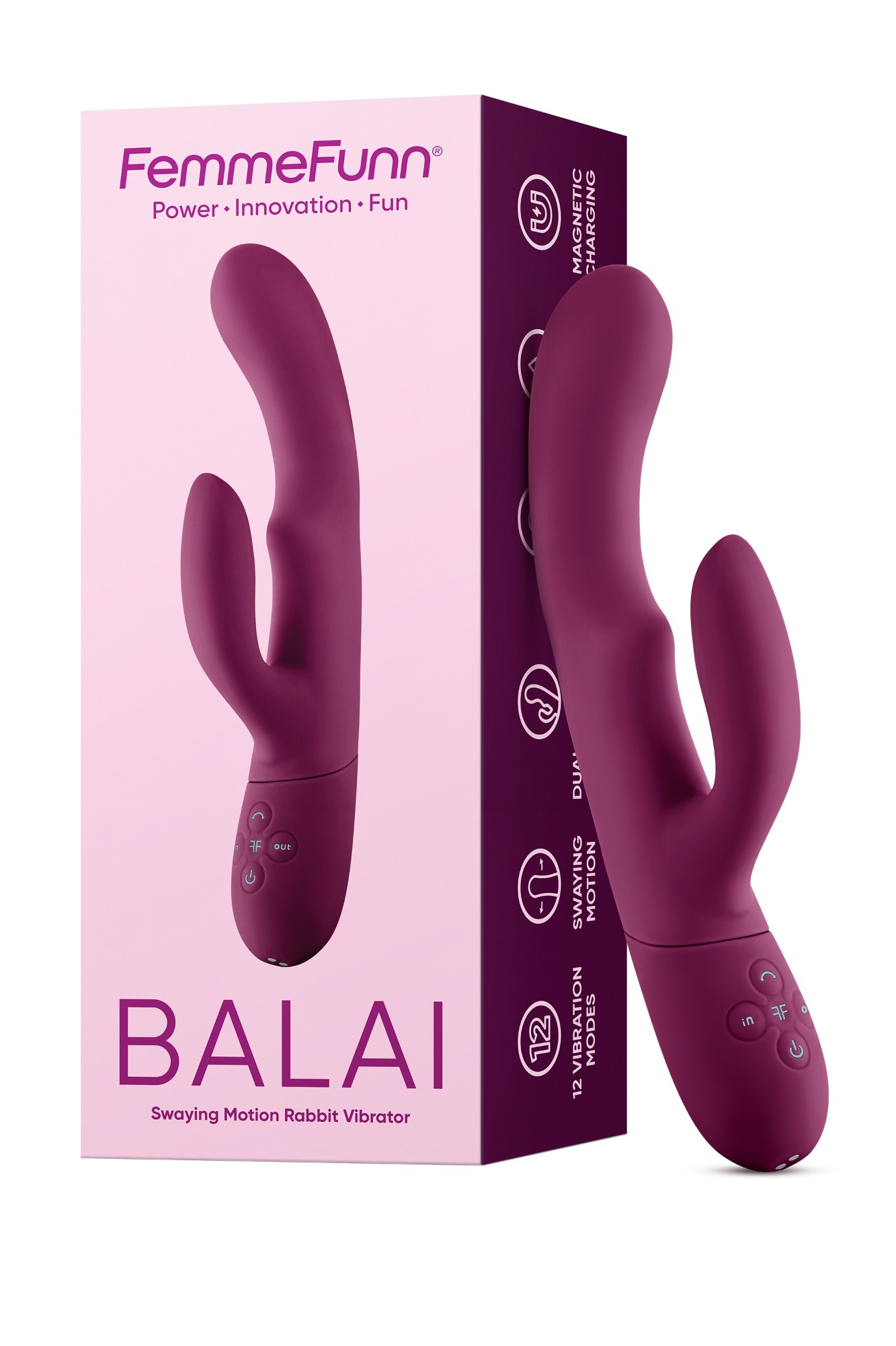 Vibrator Balai Swaying Motion FemmeFunn, 12 Moduri Vibratii, Silicon Premium, USB, Mov Inchis, 23.1 cm, #5, Erotic24.ro