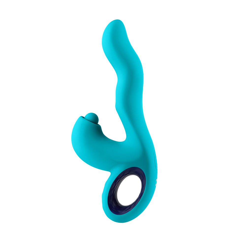 Vibrator Iepuras Klio Triple Action, 18 Moduri Stimulatoare, Silicon, USB, Turcoaz, 21.3 cm, #2, Erotic24.ro