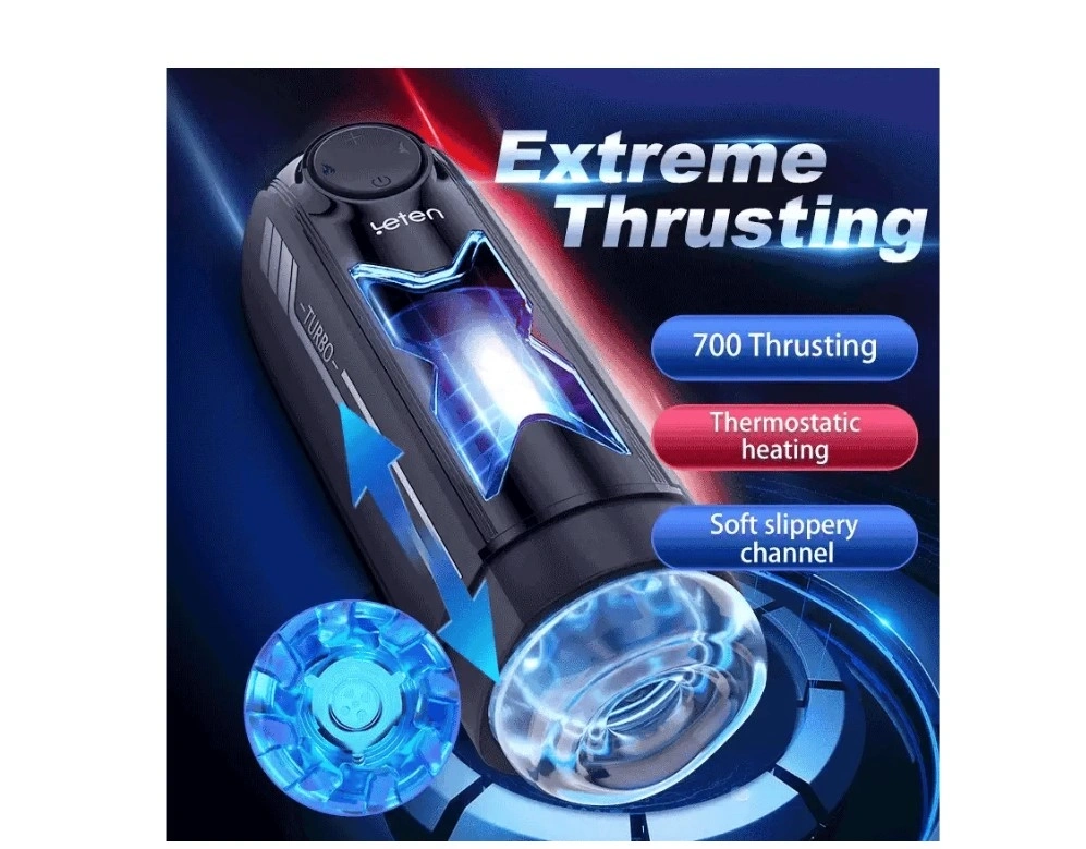 Masturbator Leten X-Speed, 10 Moduri Impingere, Functie Incalzire, USB, Negru, 21 cm, #6, Erotic24.ro