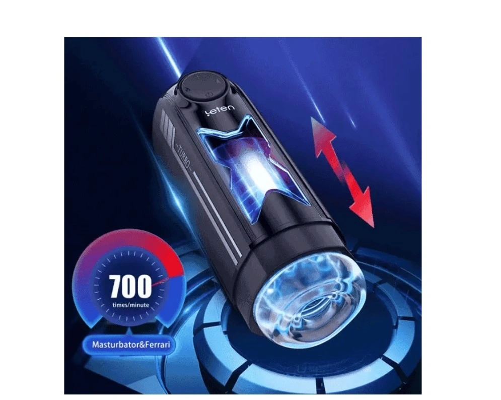 Masturbator Leten X-Speed, 10 Moduri Impingere, Functie Incalzire, USB, Negru, 21 cm, #7, Erotic24.ro