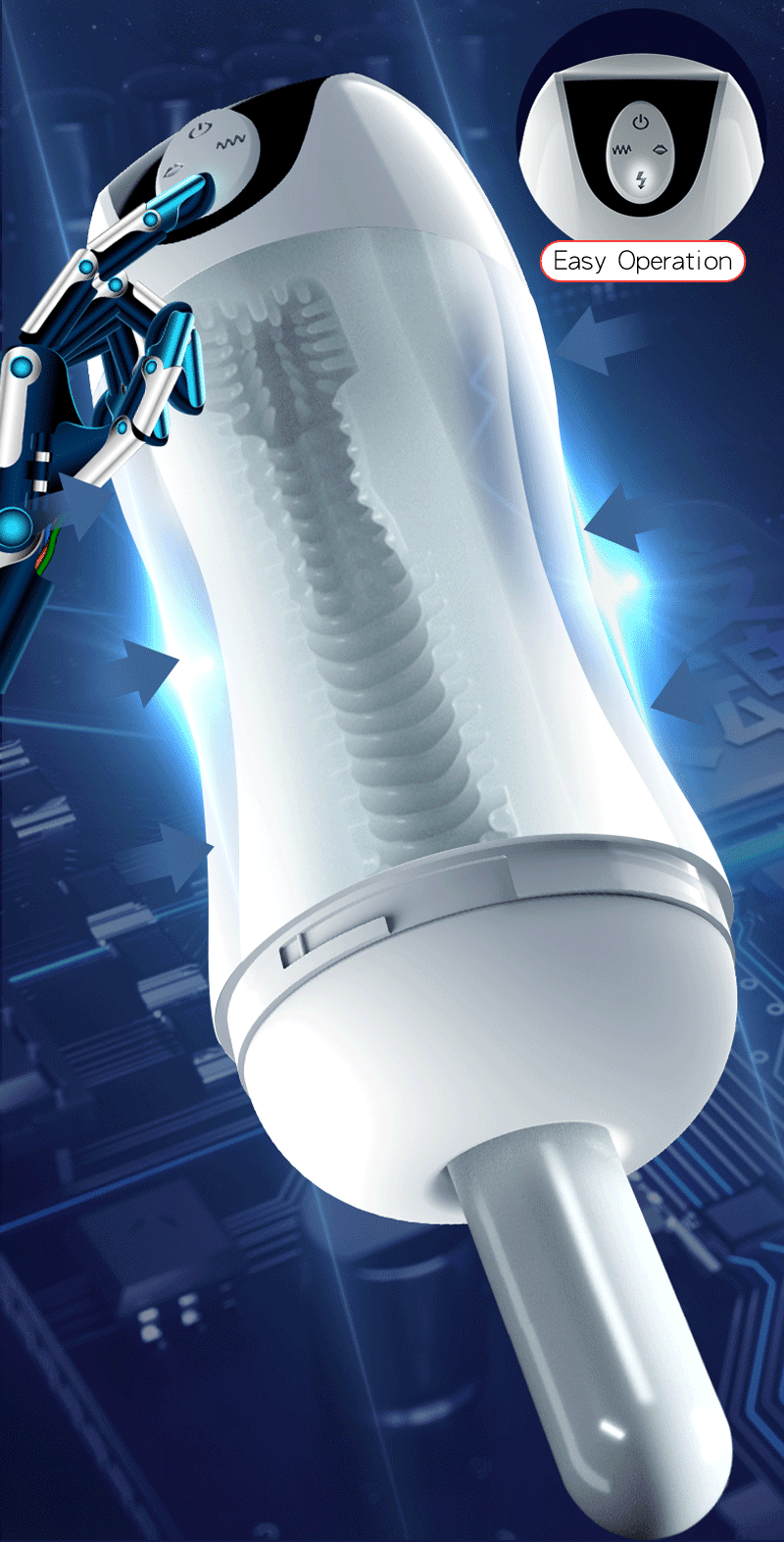 Masturbator Max Automatic Vibrating&Sucking USB Alb, #18, Erotic24.ro