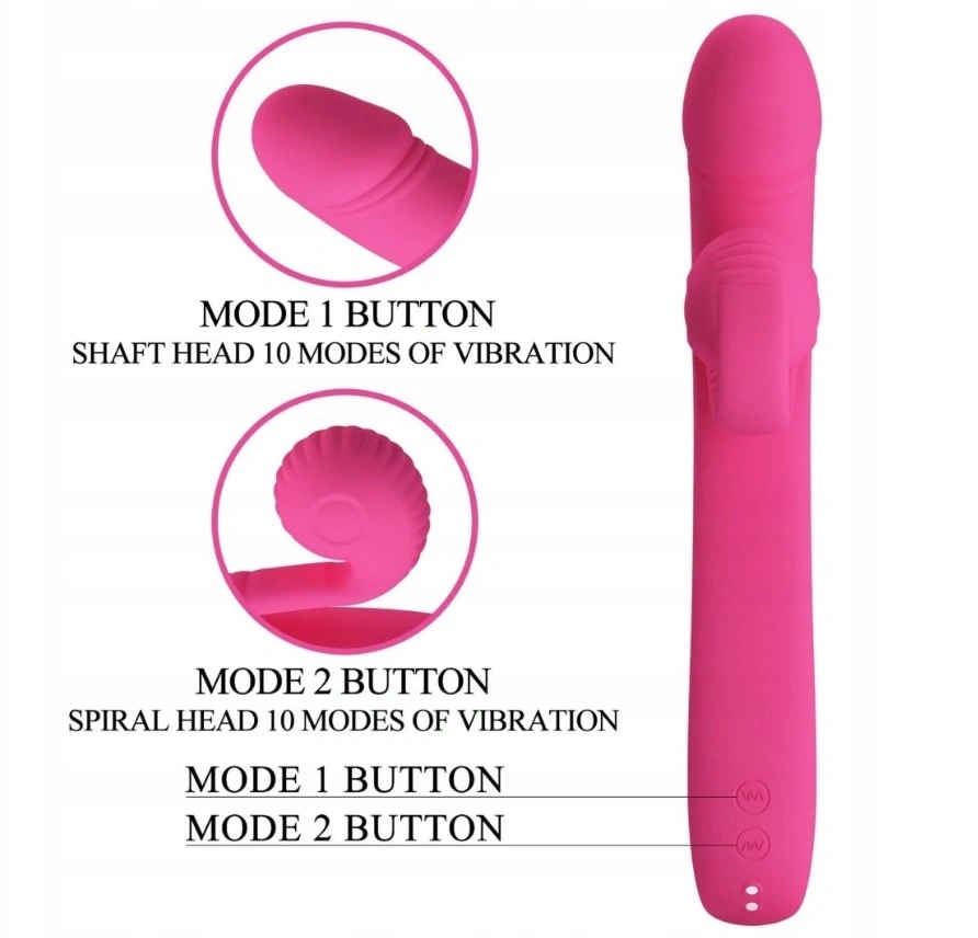 Vibrator Rabbit Beau Snail, 10 Moduri Vibratii, Silicon, USB Magnetic, Roz, 23 cm, #6, Erotic24.ro