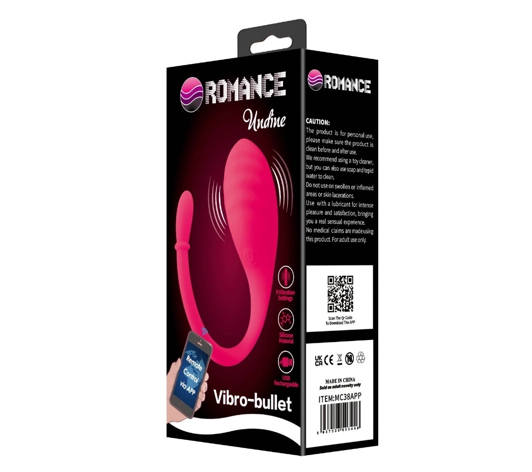 Ou Vibrator Undine, Bluetooth Control, Aplicatie Mobila, Silicon, USB, Roz, #7, Erotic24.ro