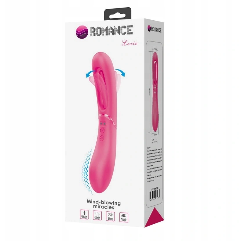 Vibrator Lexie 7 Moduri Vibratii, 4 Moduri Leganare, Silicon, USB Magnetic, Silicon, Roz, 20 cm, #10, Erotic24.ro