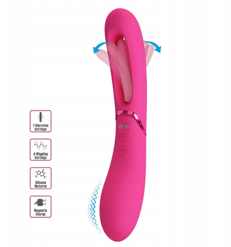 Vibrator Lexie 7 Moduri Vibratii, 4 Moduri Leganare, Silicon, USB Magnetic, Silicon, Roz, 20 cm