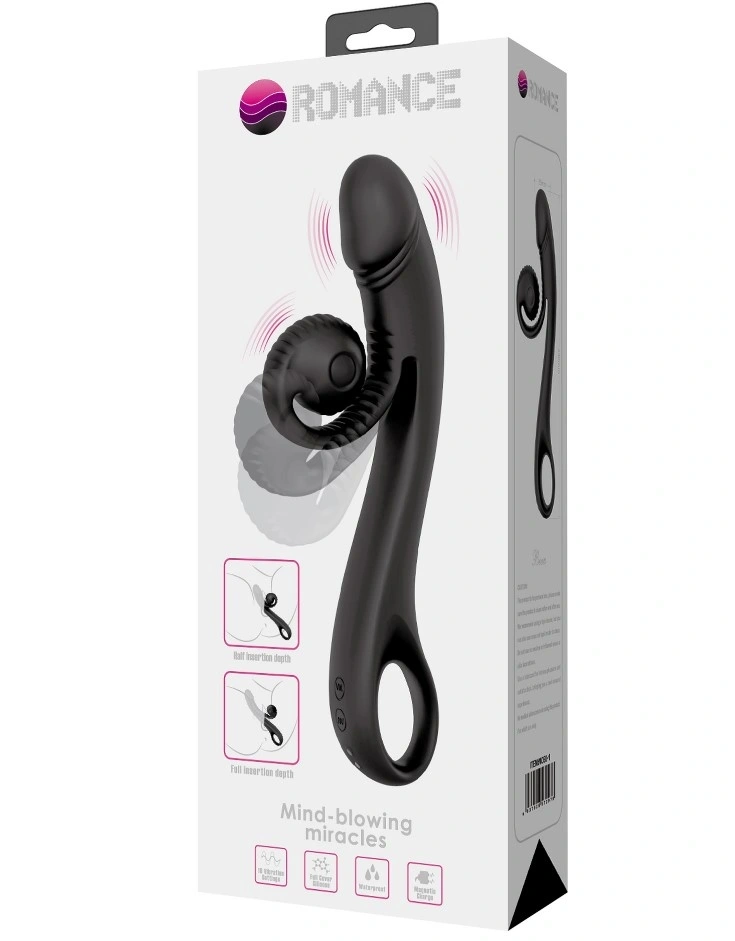 Vibrator Rabbit Beau Snail, 10 Moduri Vibratii, Silicon, USB Magnetic, Negru, 23 cm, #8, Erotic24.ro