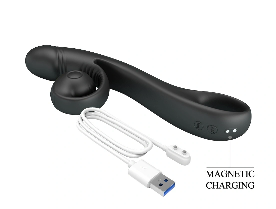 Vibrator Rabbit Beau Snail, 10 Moduri Vibratii, Silicon, USB Magnetic, Negru, 23 cm, #4, Erotic24.ro