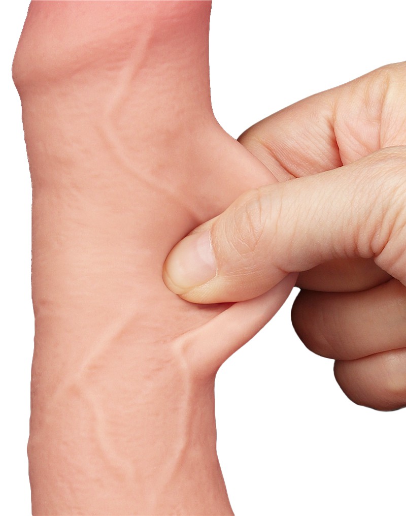 Dildo Realist Sliding-Skin, Ventuza Detasabila, TPE, Natural, 18.3 cm, #3, Erotic24.ro