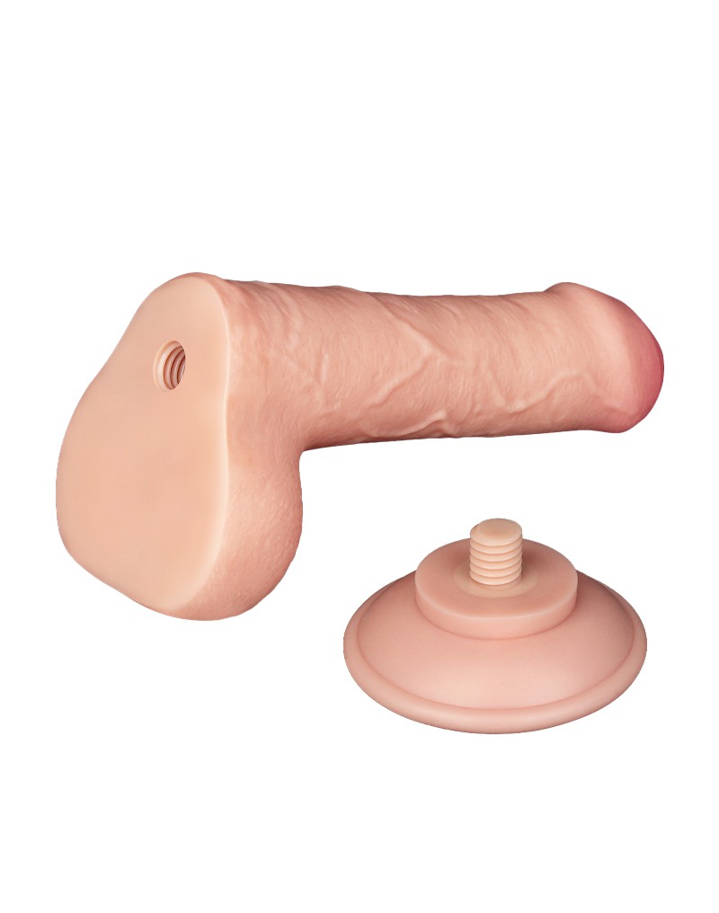 Dildo Realist Sliding-Skin, Ventuza Detasabila, TPE, Natural, 18.3 cm, #5, Erotic24.ro