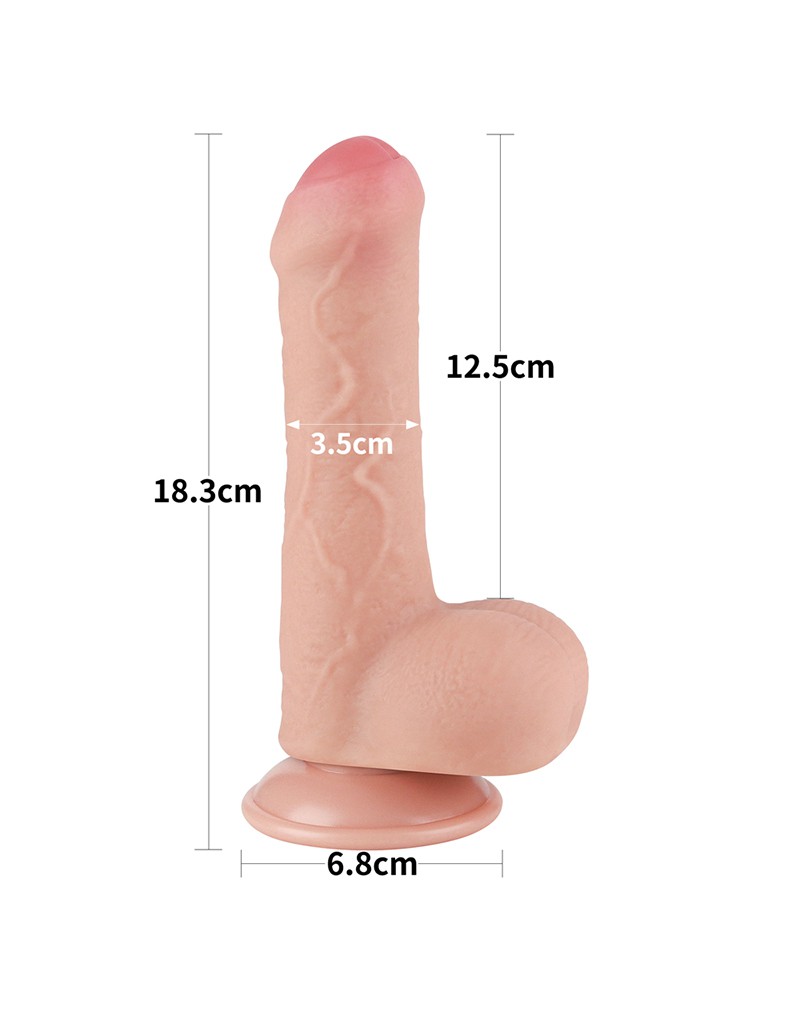 Dildo Realist Sliding-Skin, Ventuza Detasabila, TPE, Natural, 18.3 cm, #12, Erotic24.ro