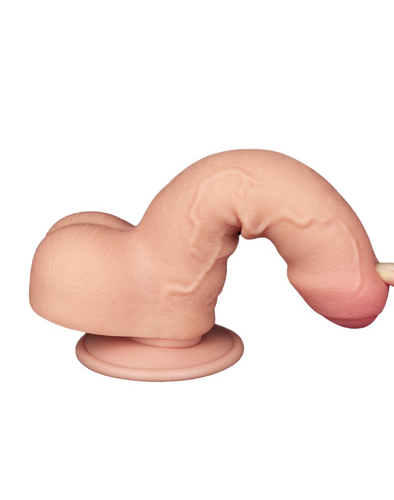 Dildo Realist Sliding-Skin, Ventuza Detasabila, TPE, Natural, 18.3 cm, #7, Erotic24.ro