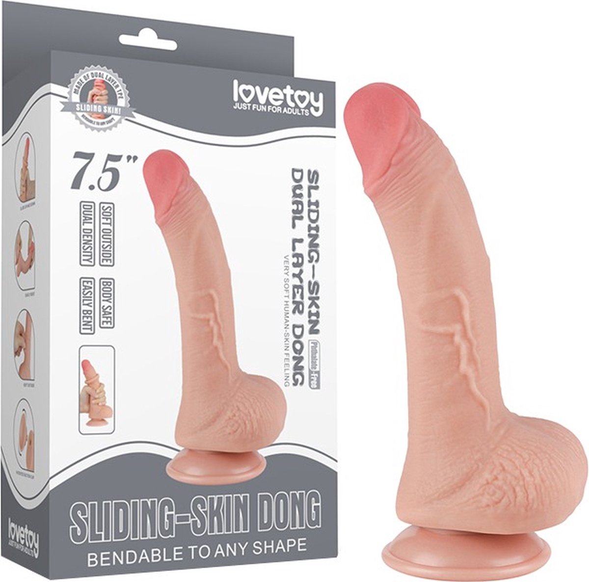 Dildo Realist Sliding-Skin, TPE, Natural, 19.5 cm