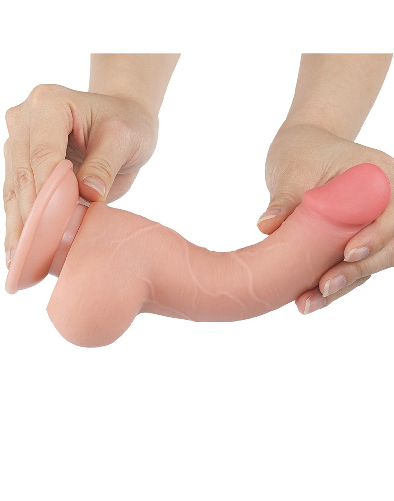 Dildo Realist Sliding-Skin, Ventuza Detasabila, TPE, Natural, 19.5 cm, Nr. 9, Erotic24.ro