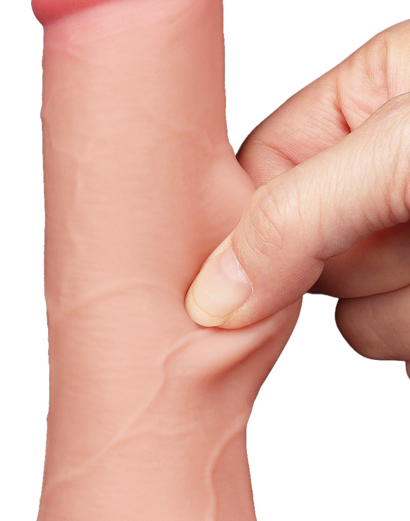 Dildo Realist Sliding-Skin, Ventuza Detasabila, TPE, Natural, 19.5 cm, Nr. 7, Erotic24.ro