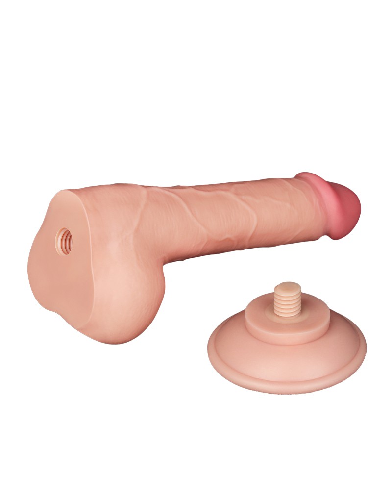 Dildo Realist Sliding-Skin, Ventuza Detasabila, TPE, Natural, 19.5 cm, Nr. 11, Erotic24.ro