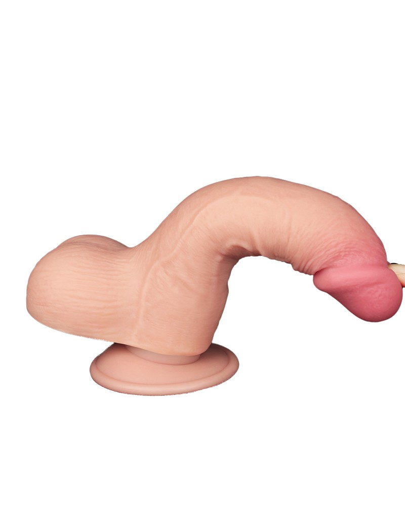 Dildo Realist Sliding-Skin, Ventuza Detasabila, TPE, Natural, 19.5 cm, #12, Erotic24.ro