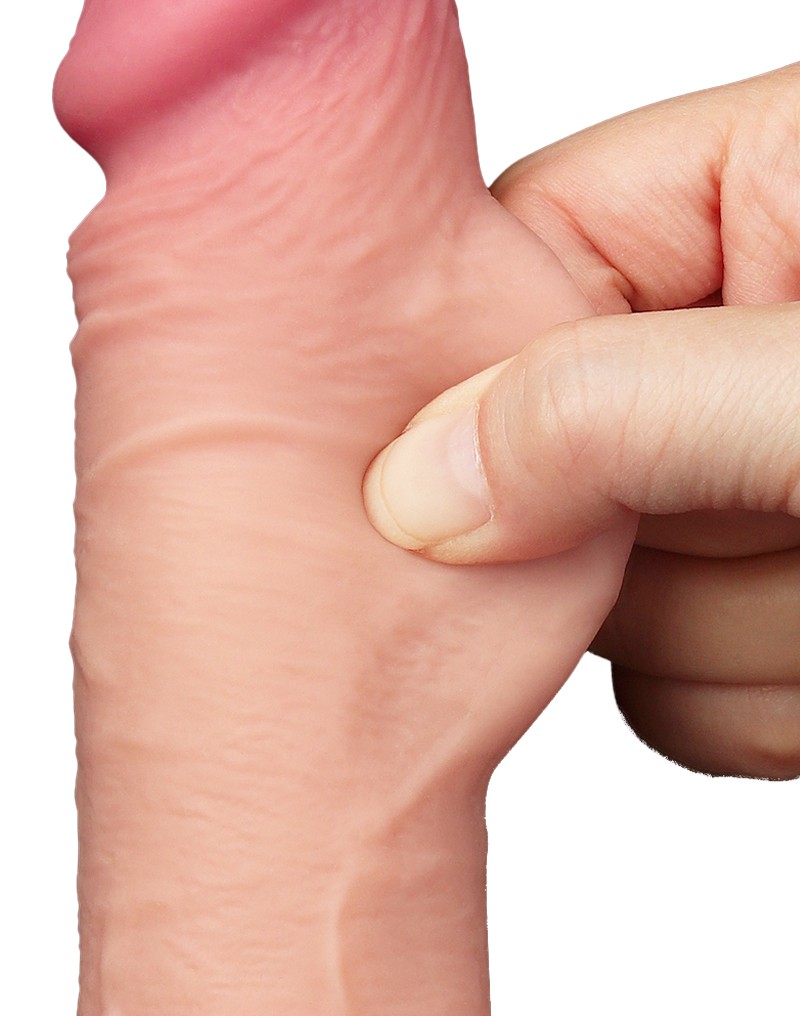 Dildo Realist Sliding-Skin, Ventuza Detasabila, TPE, Natural, 19.5 cm, #6, Erotic24.ro