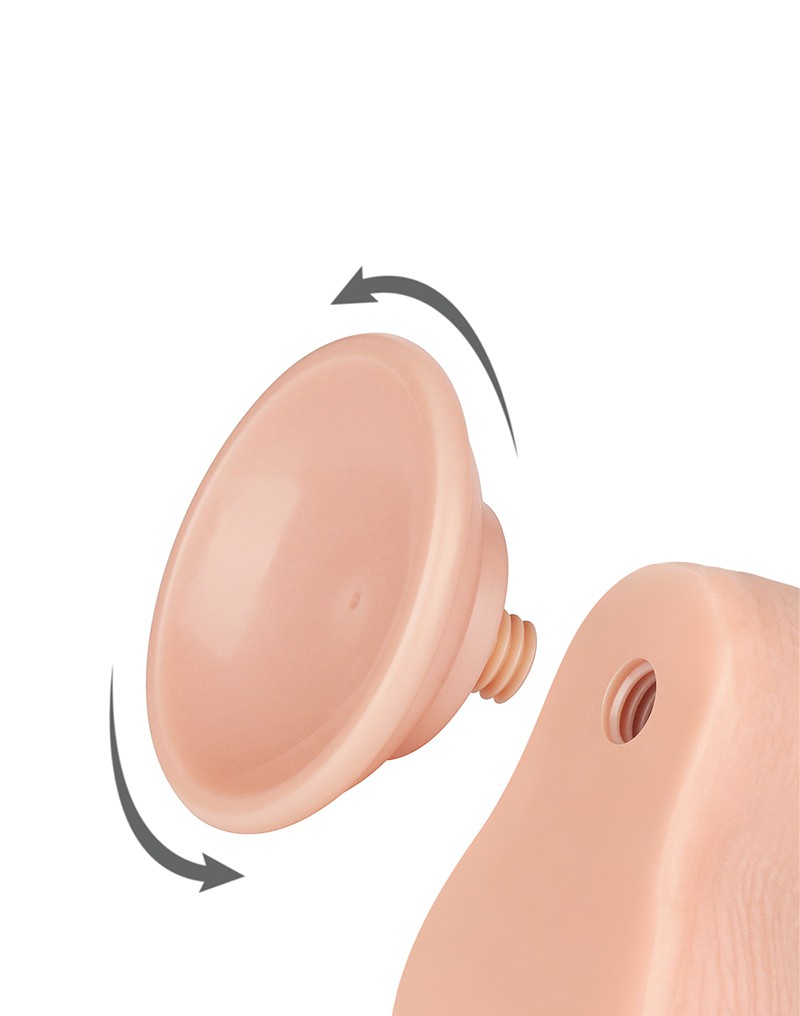 Dildo Realist Sliding-Skin, Ventuza Detasabila, TPE, Natural, 19.5 cm, #10, Erotic24.ro