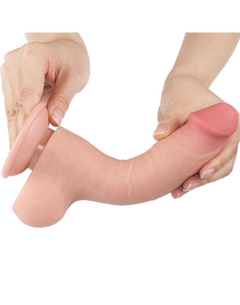 Dildo Realist Sliding-Skin, Ventuza Detasabila, TPE, Natural, 20 cm, #9, Erotic24.ro