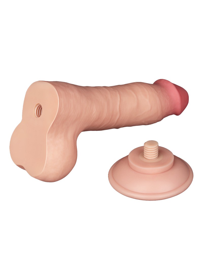 Dildo Realist Sliding-Skin, Ventuza Detasabila, TPE, Natural, 20 cm, #11, Erotic24.ro