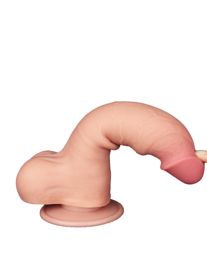 Dildo Realist Sliding-Skin, Ventuza Detasabila, TPE, Natural, 20 cm, #10, Erotic24.ro