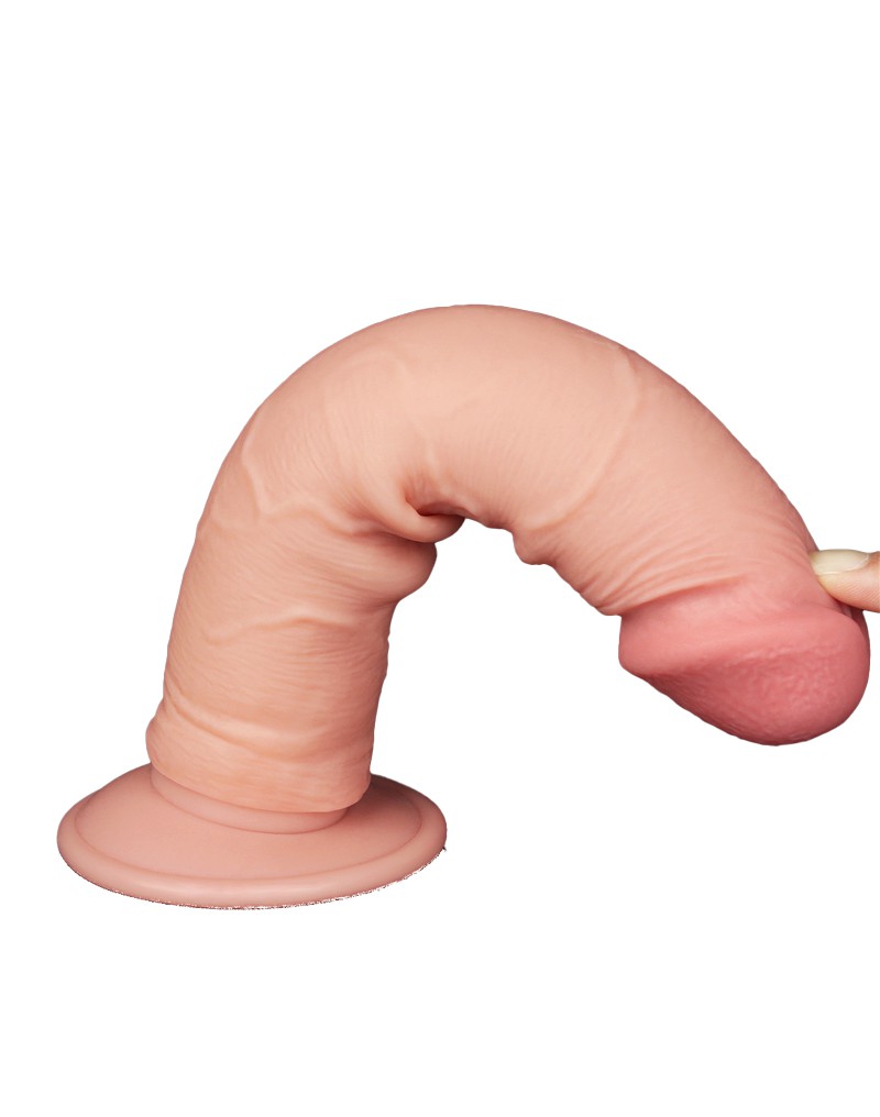 Dildo Realist Sliding-Skin, Ventuza Detasabila, TPE, Natural, 20.3 cm, #5, Erotic24.ro