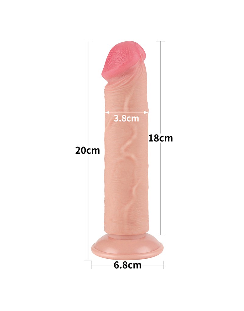 Dildo Realist Sliding-Skin, Ventuza Detasabila, TPE, Natural, 20.3 cm, #13, Erotic24.ro