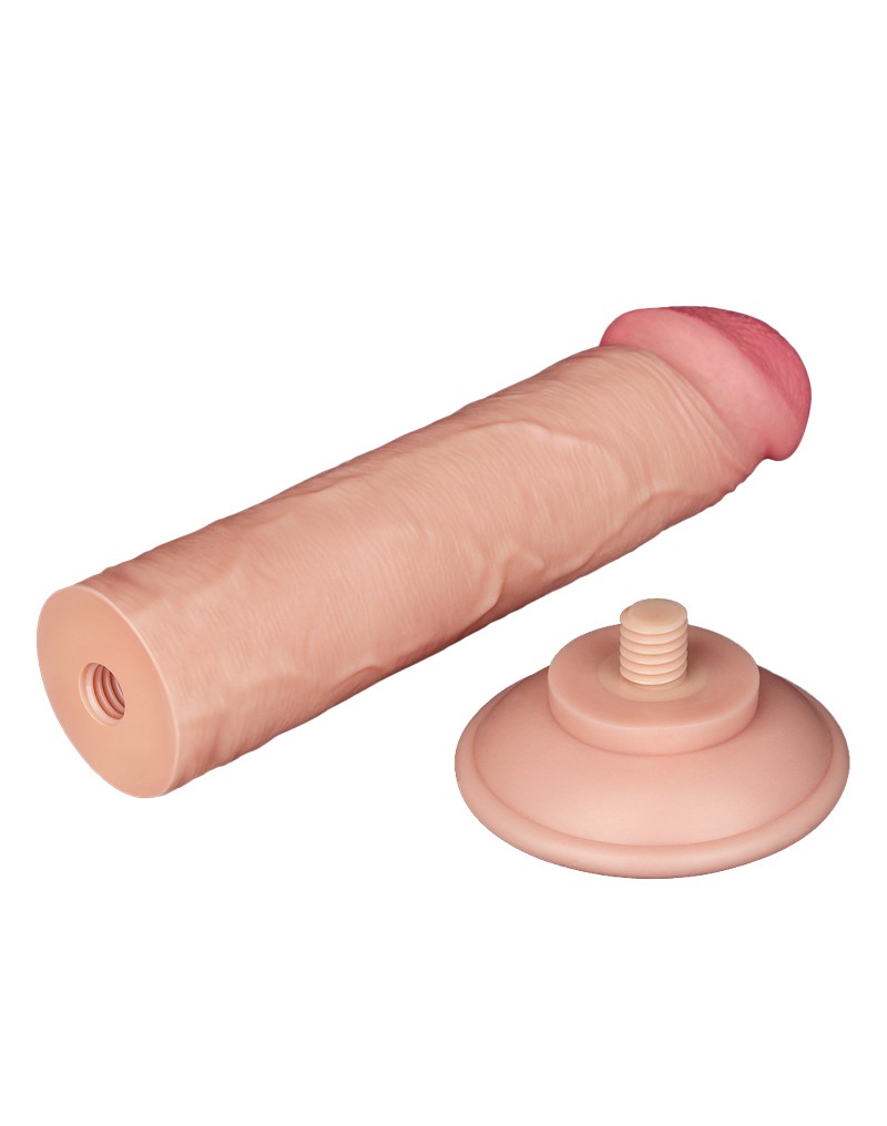 Dildo Realist Sliding-Skin, Ventuza Detasabila, TPE, Natural, 20.3 cm, #11, Erotic24.ro