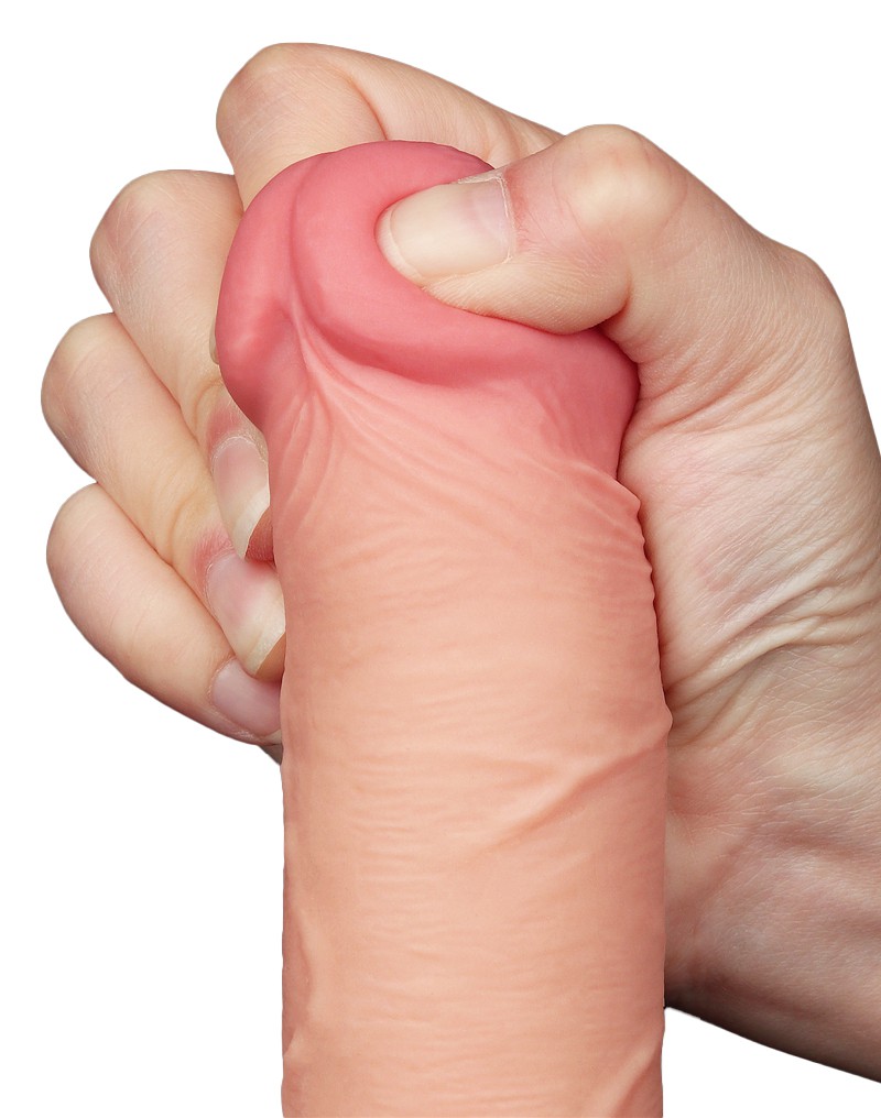 Dildo Realist Sliding-Skin, Ventuza Detasabila, TPE, Natural, 20.8 cm, #4, Erotic24.ro